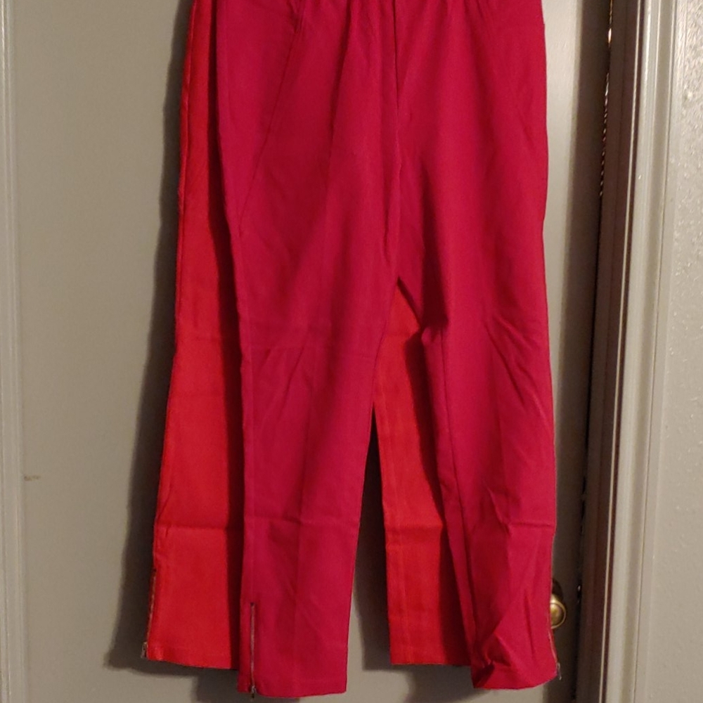 Red zip ankle skinny pant